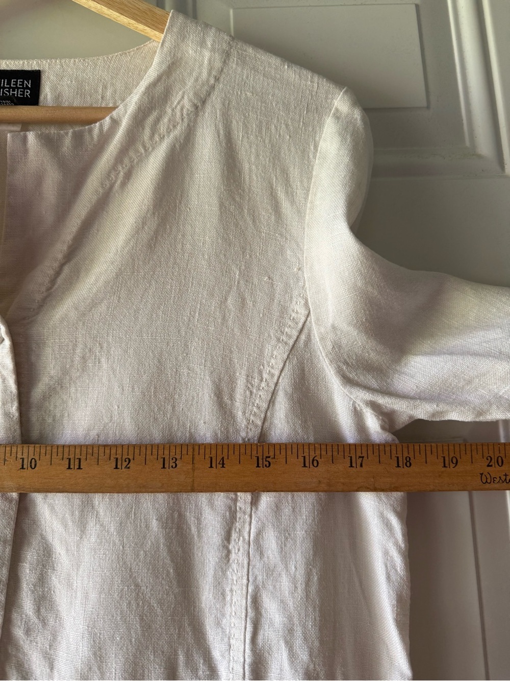 Eileen Fisher Women's Cream Irish Linen Collarless Blazer Jacket - Picture 6 of 9